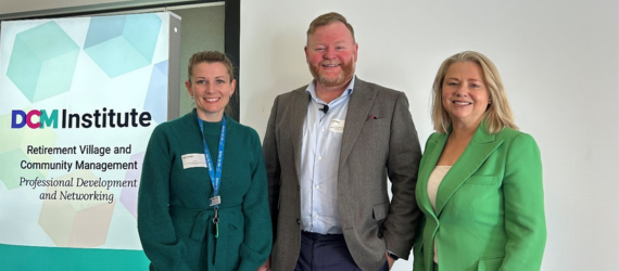 Picture: Julianne Parkinson (r), with Megan Bond (l) from Southern Cross Care and James Wiltshire, Executive Director of the DCM Institute