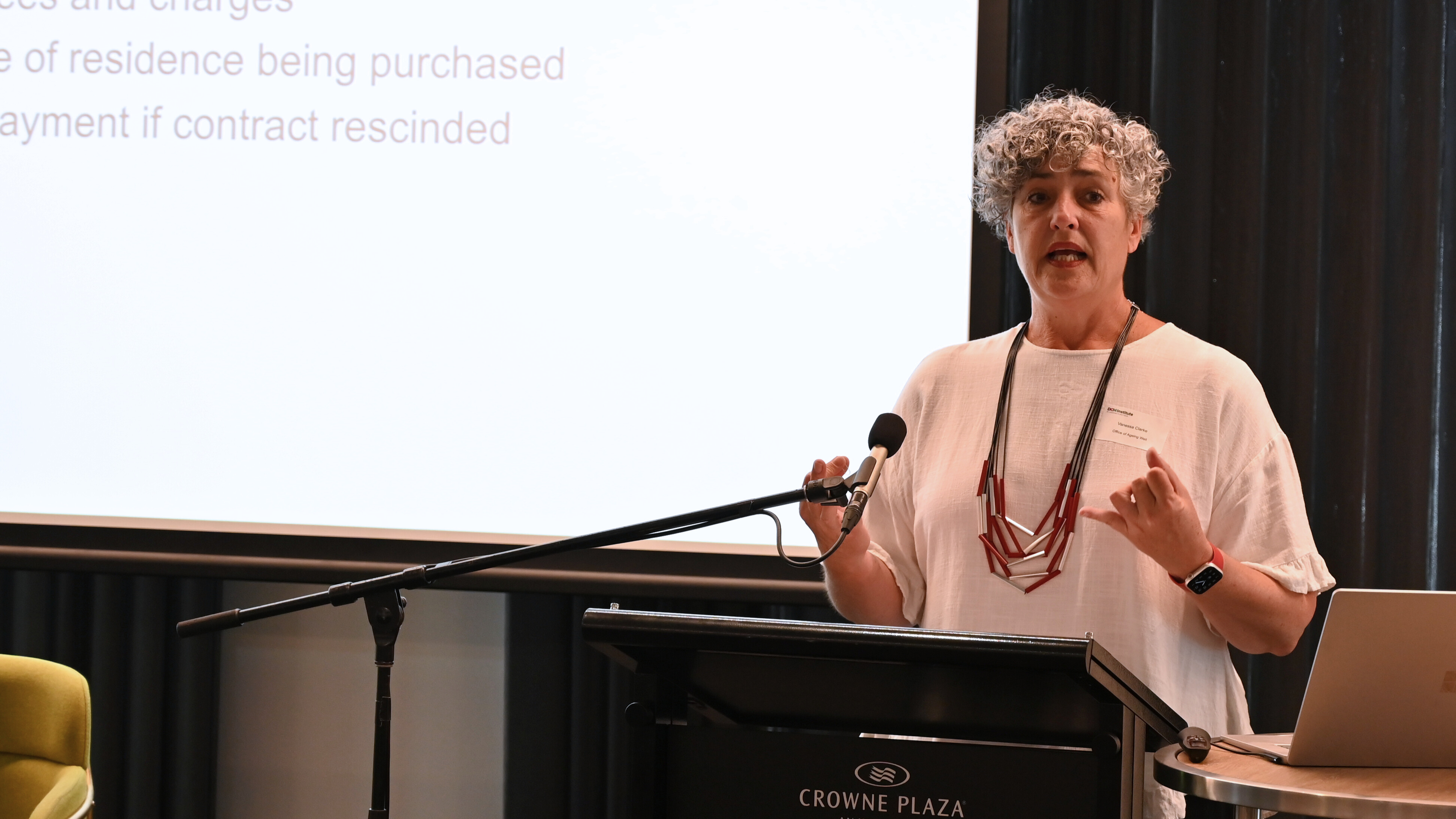 Vanessa Clarke from the Office of Ageing Well speaking at DCM Institute's Professional Development Day in Adelaide on 27 February 2024